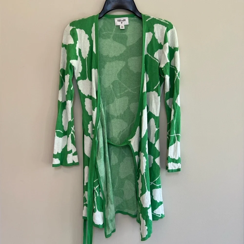 Diane von Furstenburg x Target V-Neck Ginkgo Green Sweater Wrap Top Dress, XXS